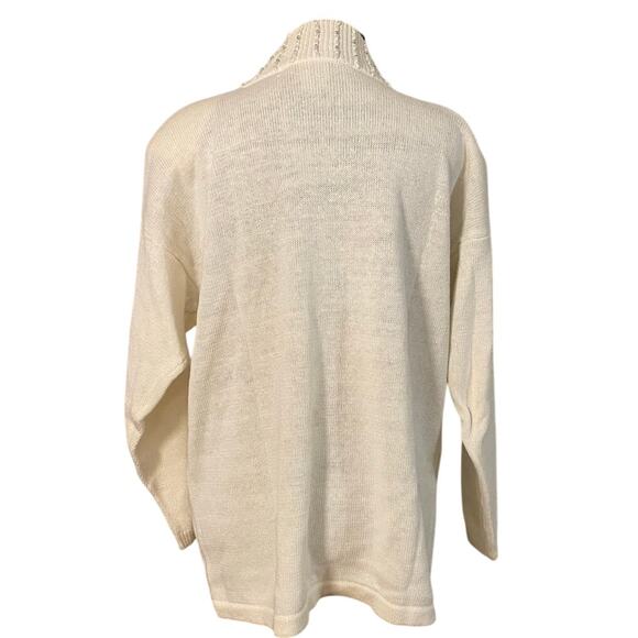 Victoria Jones Cream Beaded Sweater Women’s Small Vintage 80s Holiday Party Glam - Picture 2 of 9